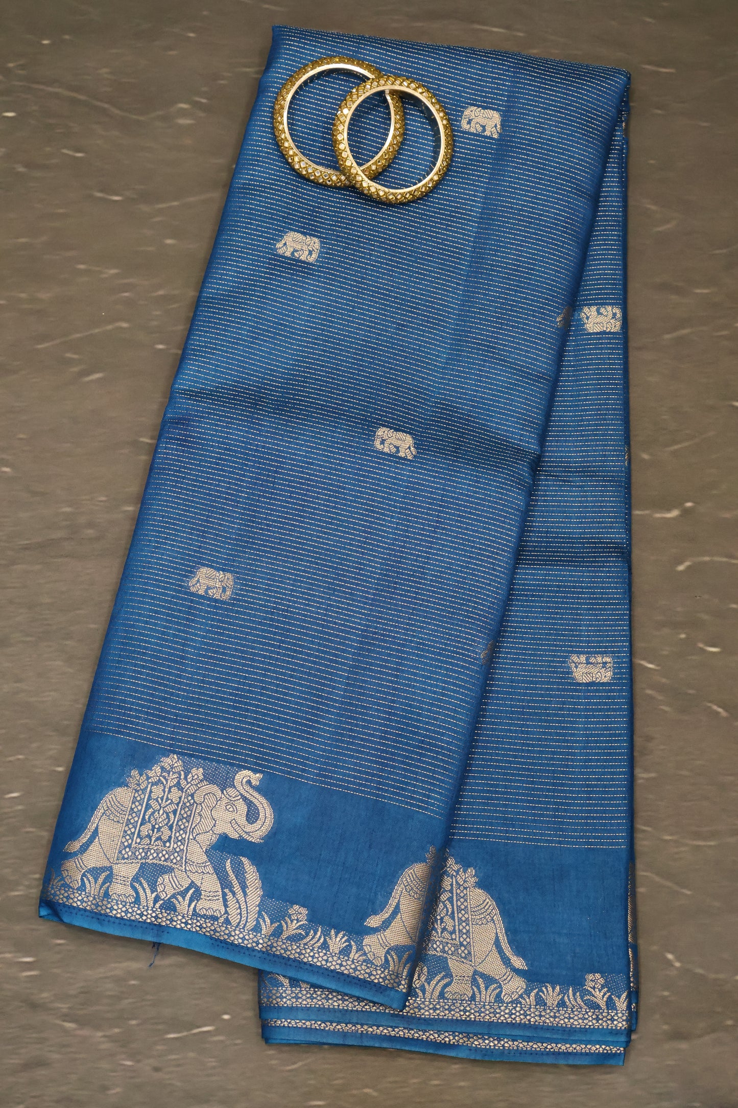 Semi Tussar Saree-Peacock Elephant Zari