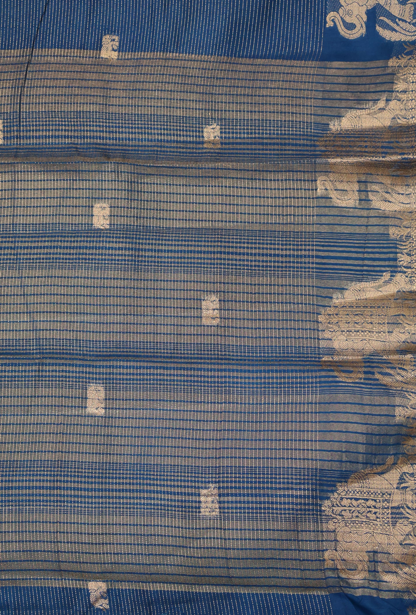 Semi Tussar Saree-Peacock Elephant Zari