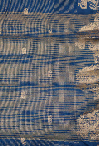 Semi Tussar Saree-Peacock Elephant Zari