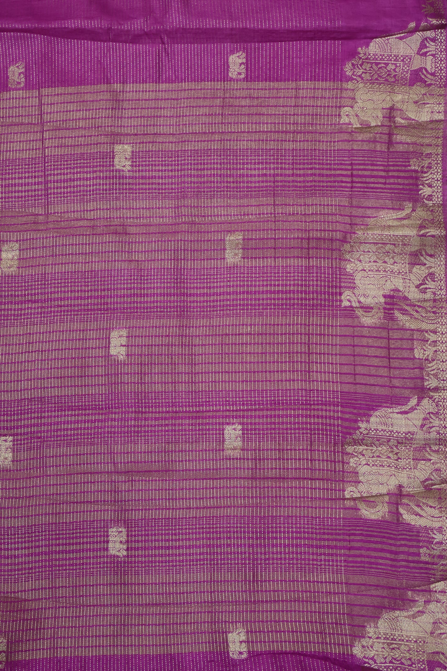 Semi Tussar Saree -Purple Elephant Zari
