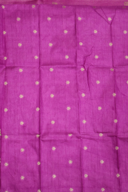 Semi Tussar Saree -Purple Elephant Zari