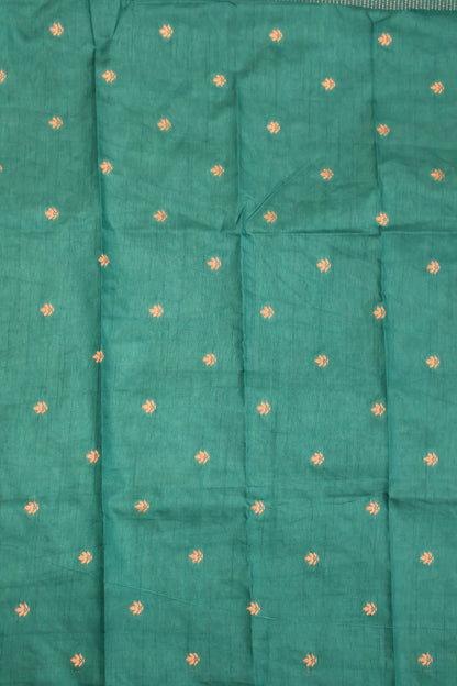 Semi Tussar Saree -Peacock Green Elephant Zari