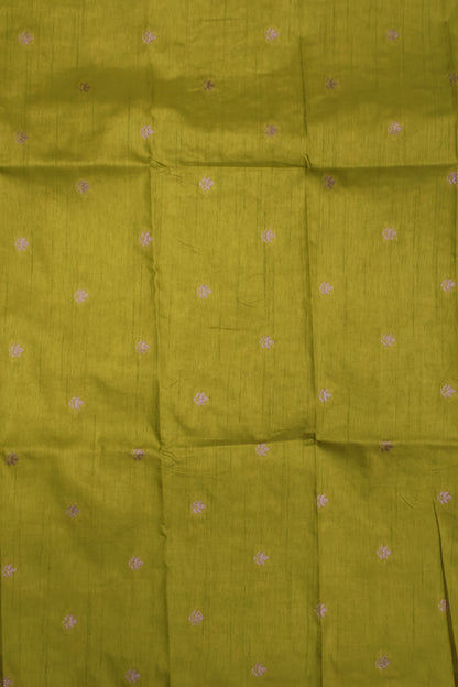 Semi Tussar Saree -Mehandi Green Elephant Zari