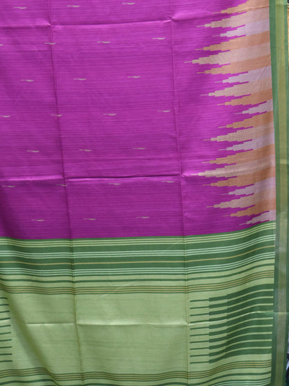Semi Tussar Saree Tower Pattern-Purple