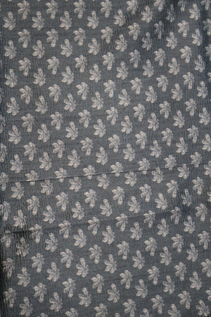 Semi Tussar Saree Crushed-Greyish Blue Roses