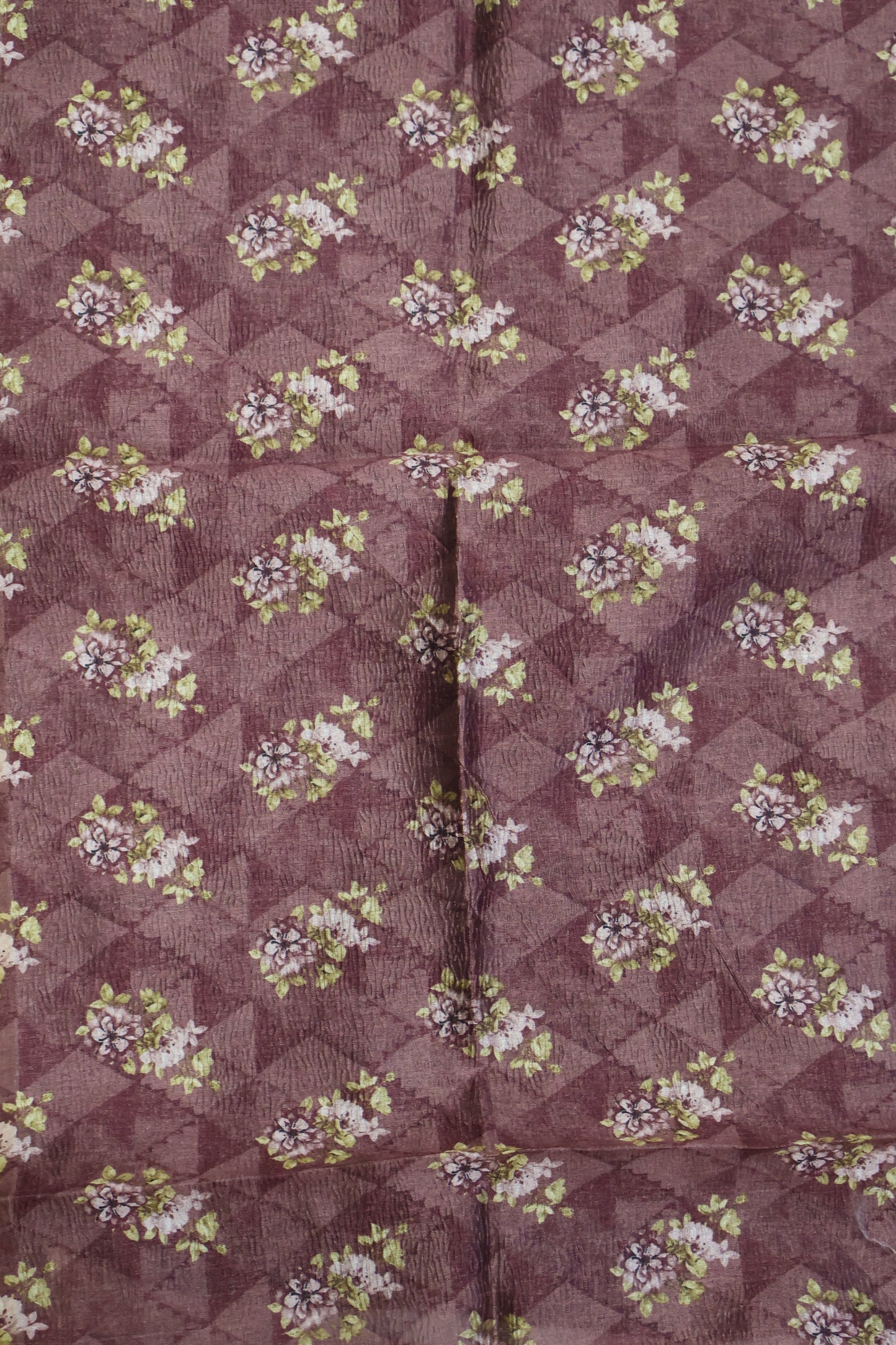 Semi Tussar Saree Crushed-Choco Brown Floral