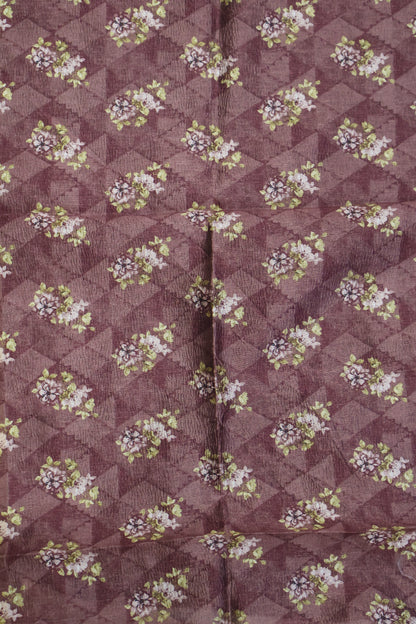 Semi Tussar Saree Crushed-Choco Brown Floral