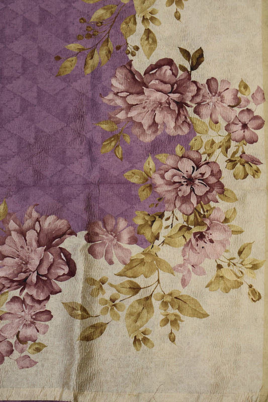 Semi Tussar Saree Crushed-Purple Floral