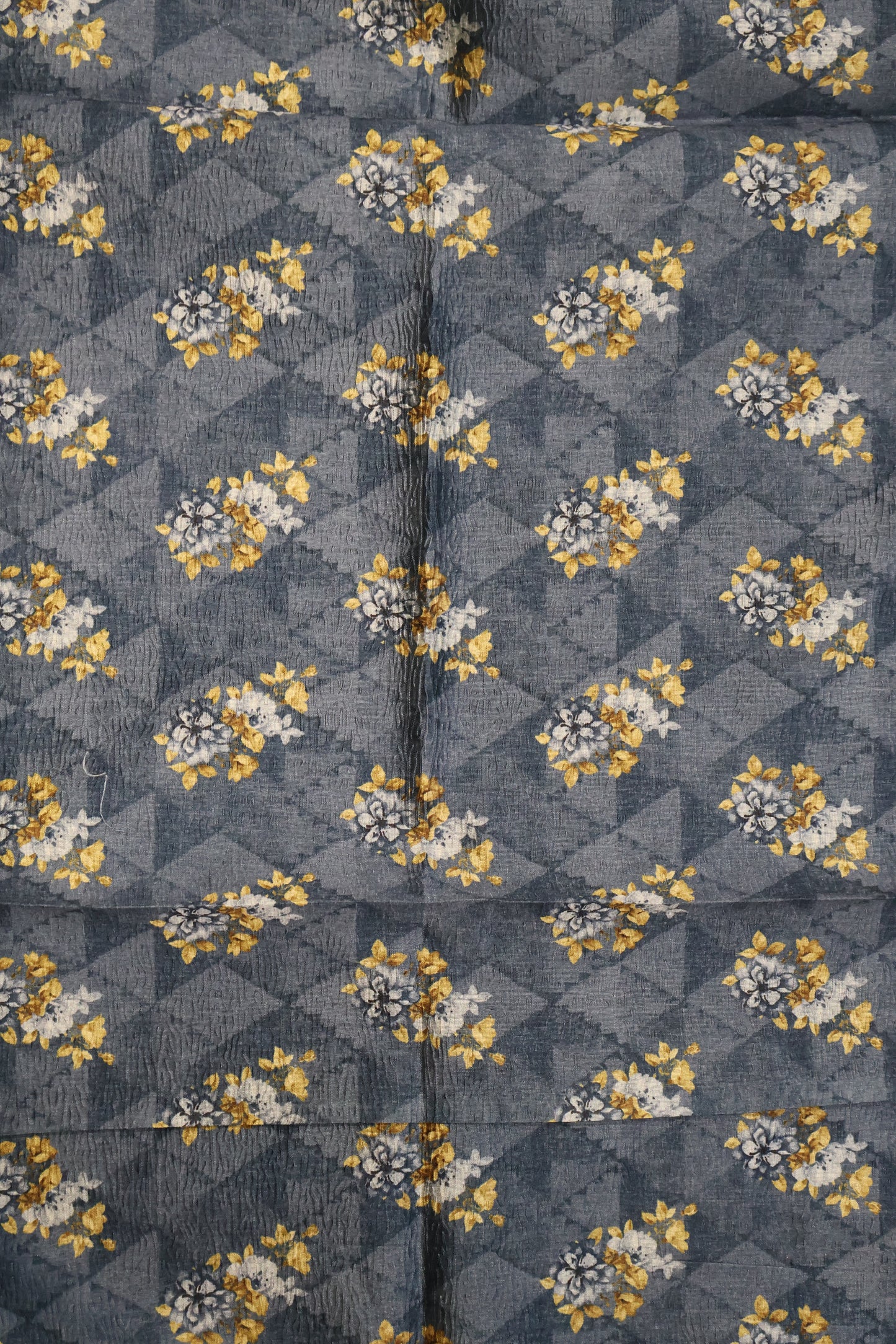 Semi Tussar Saree Crushed-Blue Floral