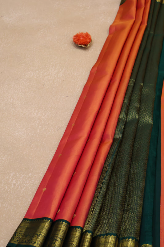 Akshayam-Pure Kanjivaram Saree Korvai Border-Peachish Pink