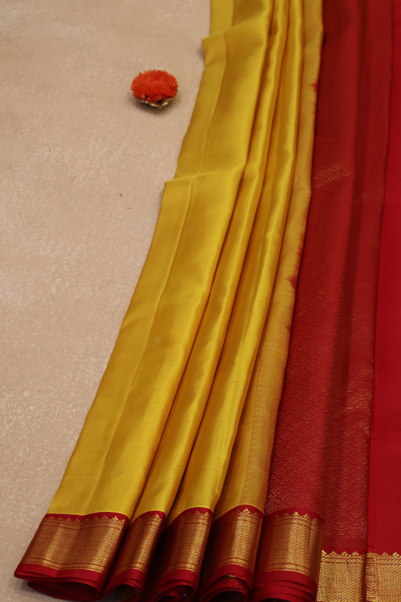 Akshayam-Pure Kanchipuram Saree Korvai Border-Mustard