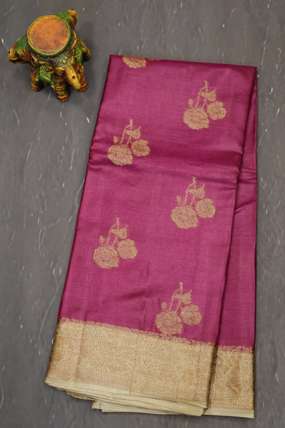 Pure Tussar Saree - Pastle Purple Twin Floral