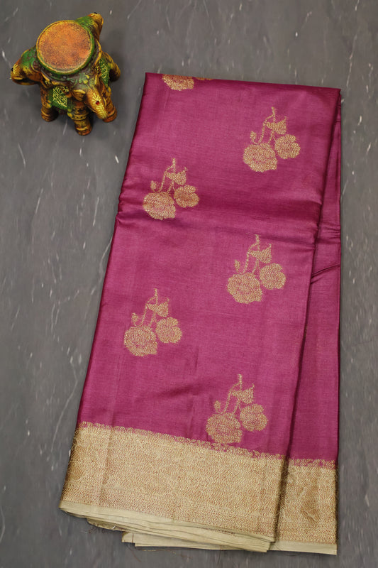 Pure Tussar Saree - Pastle Purple Twin Floral