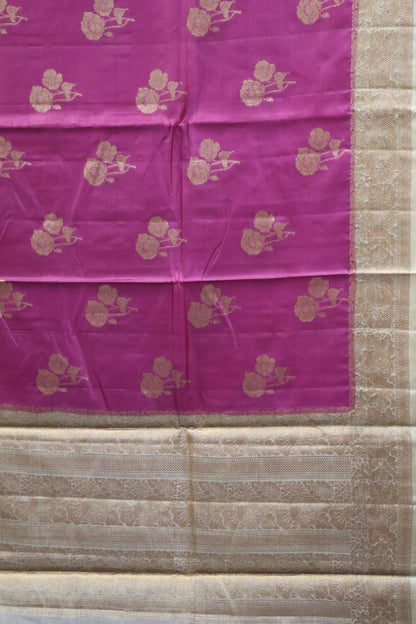 Pure Tussar Saree - Pastle Purple Twin Floral