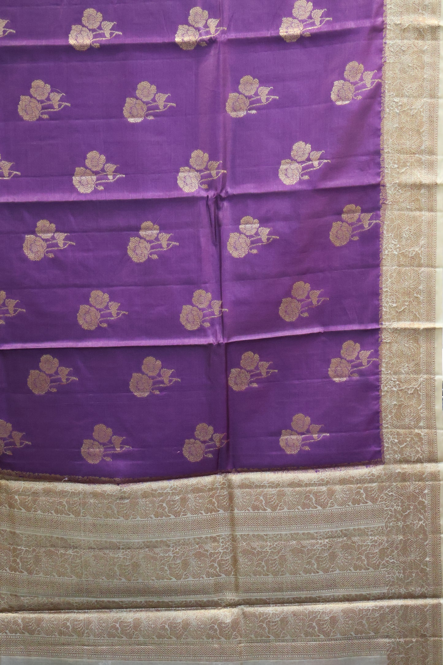 Pure Tussar Saree -Dark Purple Twin Floral