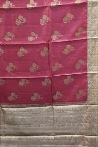 Pure Tussar Saree -Maroon Twin Floral