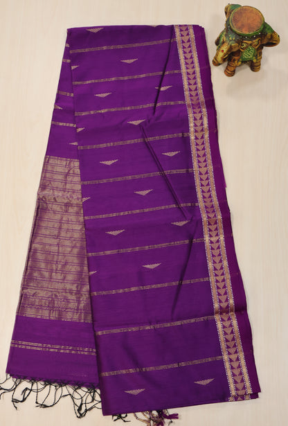 Pure Maheswari Silk Cotton saree-Voilet Line Buta