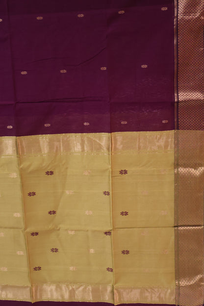 Pure Maheswari Silk Cotton saree-Wine Flower Border