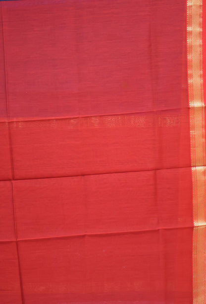 Pure Maheswari Silk Cotton saree-Blue Plain Small Border