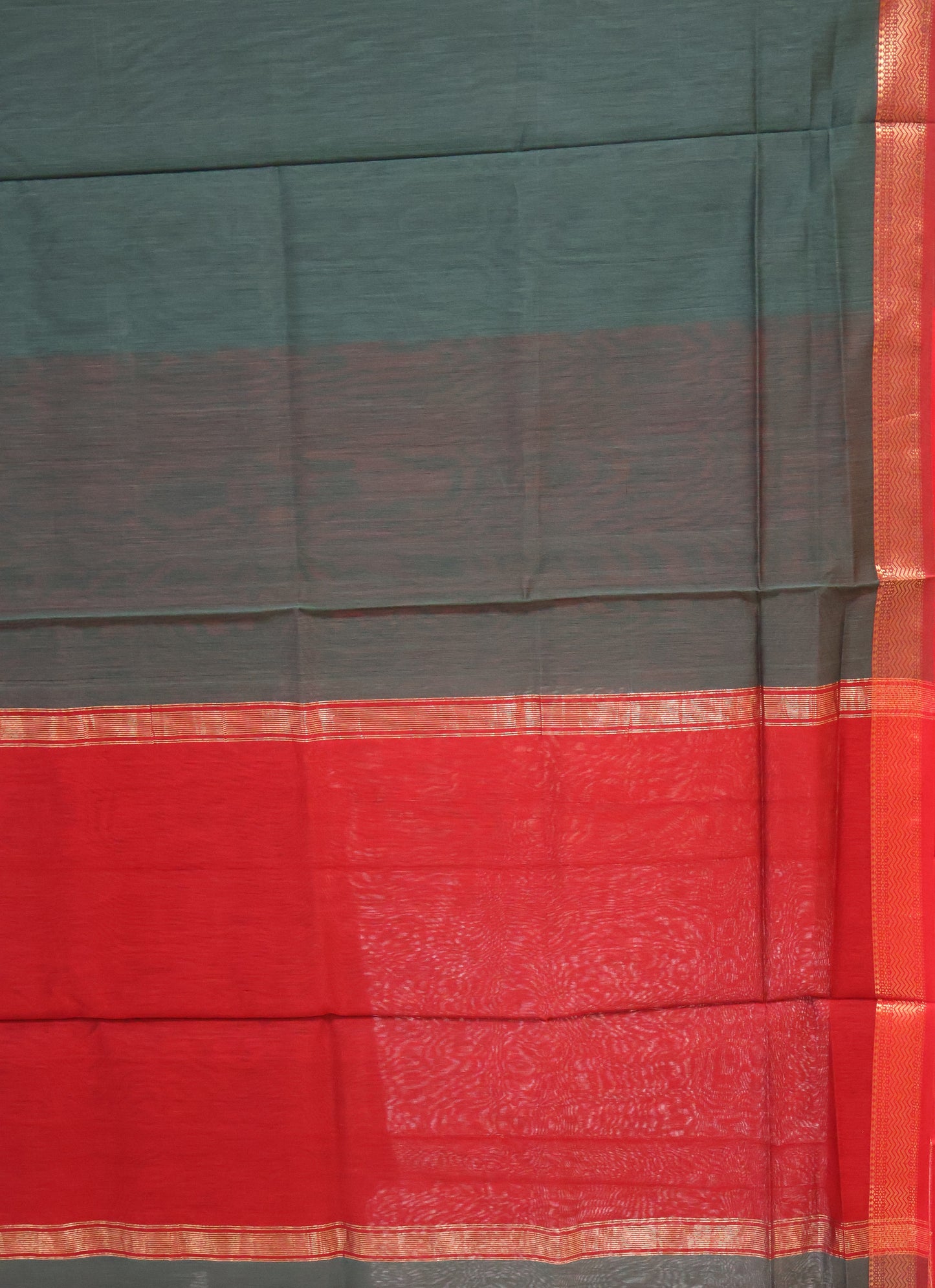 Pure Maheswari Silk Cotton saree-Green Plain Small Border