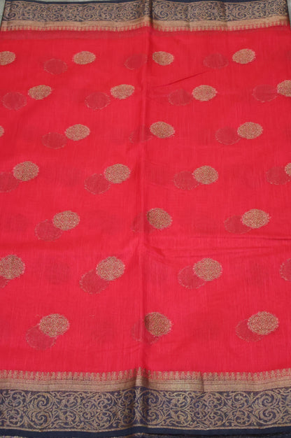 Bamboo Silk Saree-pink navy blue
