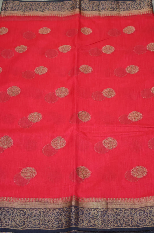 Bamboo Silk Saree-pink navy blue