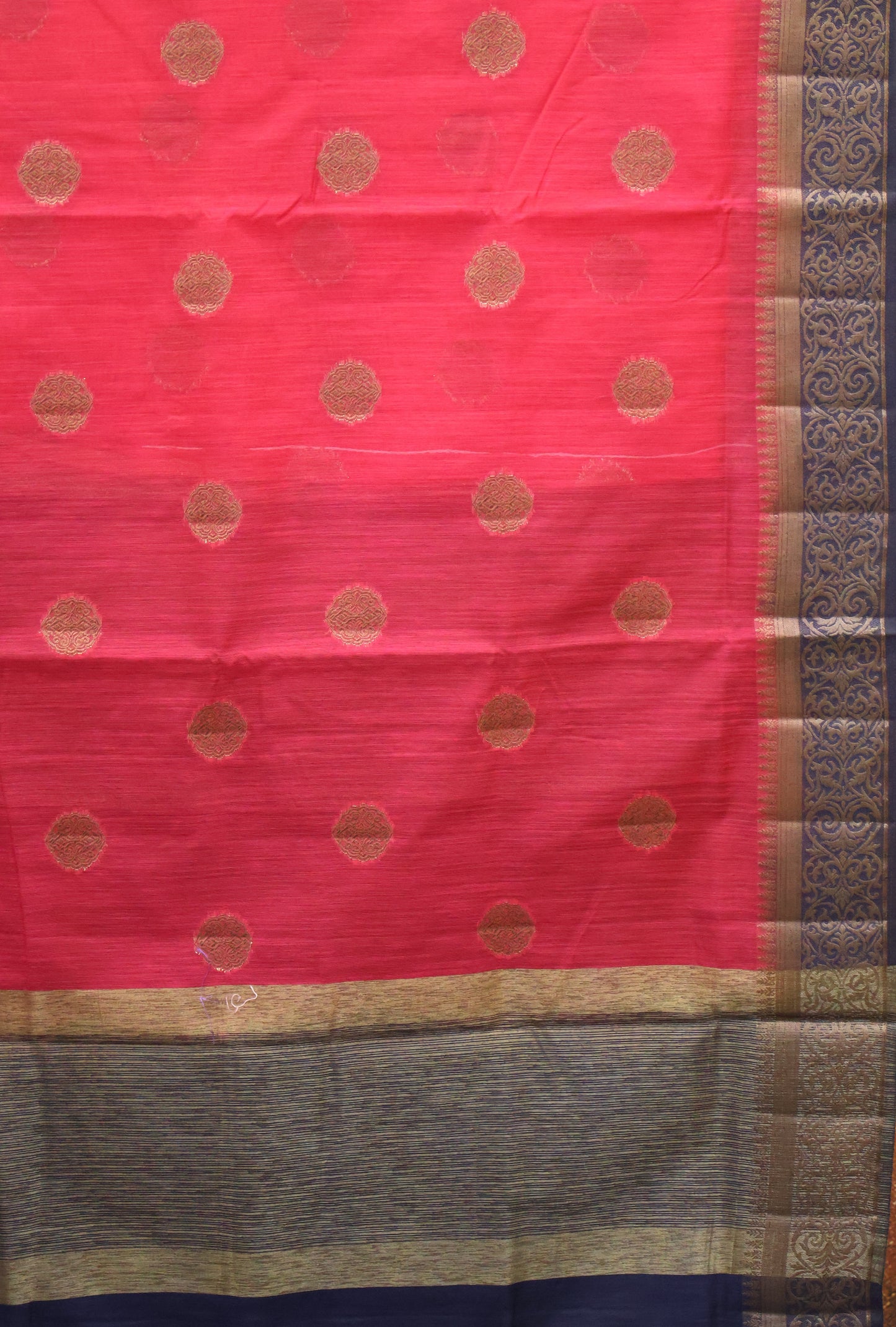 Bamboo Silk Saree-pink navy blue