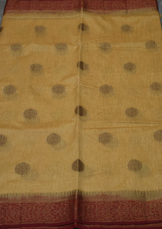 Bamboo Silk Saree-sandal red