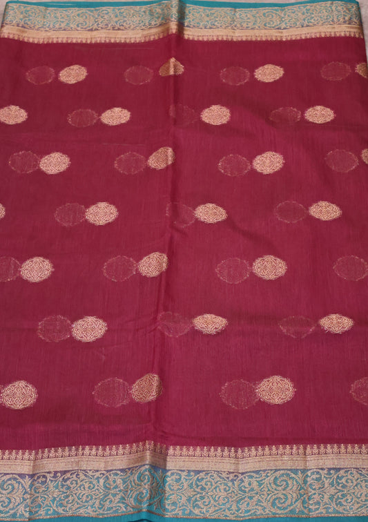 Bamboo Silk Saree-wine green