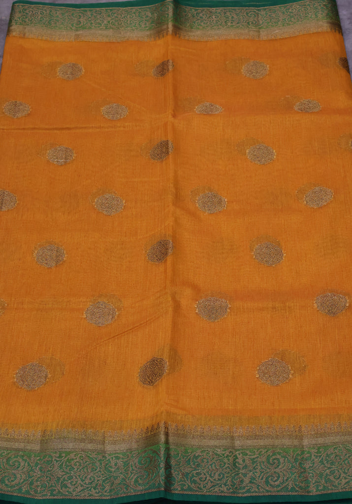 Bamboo Silk Saree-mustard green