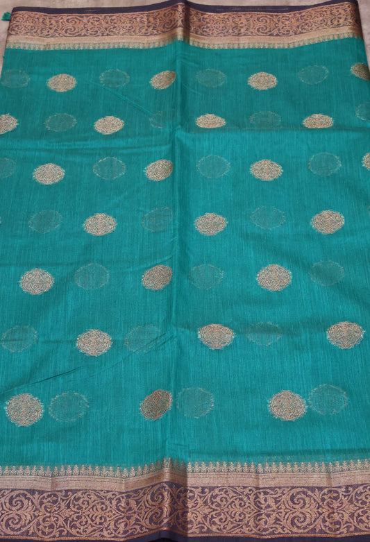 Bamboo Silk Saree-teal green
