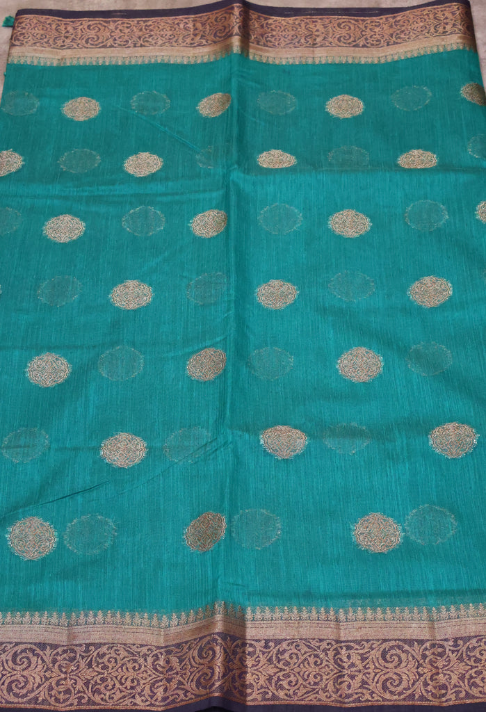 Bamboo Silk Saree-teal green