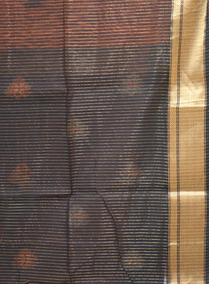 Pure Maheswari Silk Cotton saree-Honey Black Flower Border