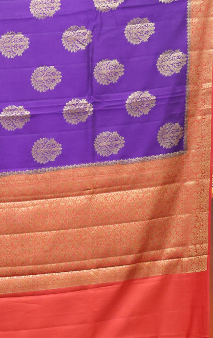 Pure Banarasi Saree Chiniya Silk with Contrst Pallu-Voilet