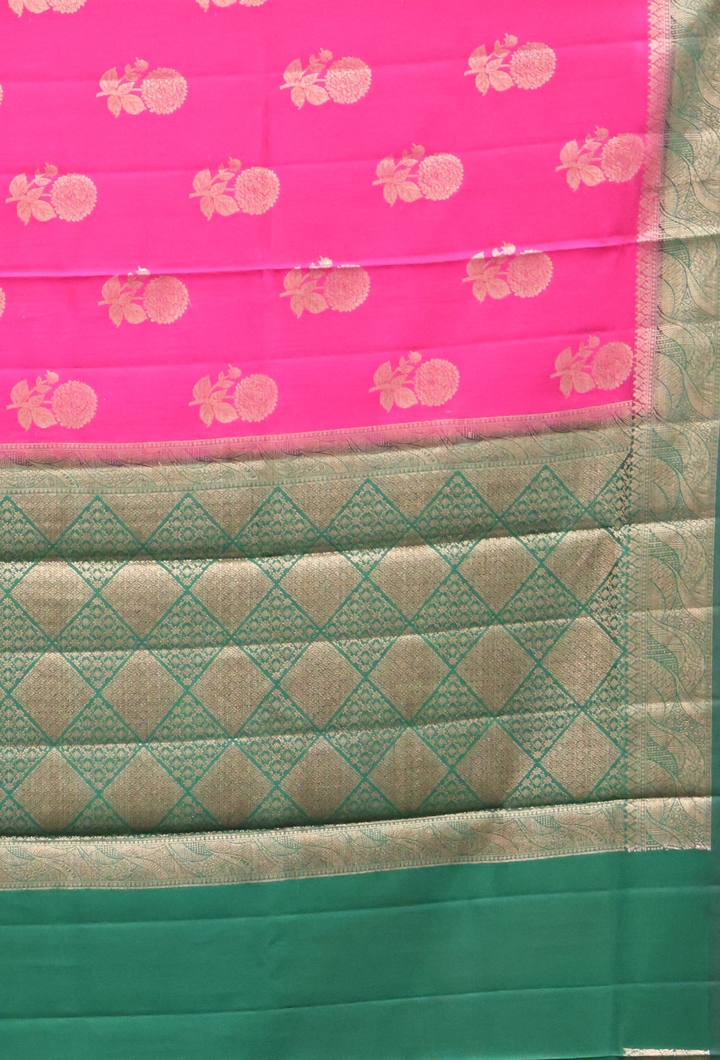Pure Banarasi Saree Chiniya Silk with Contrast Pallu-Rani Pink