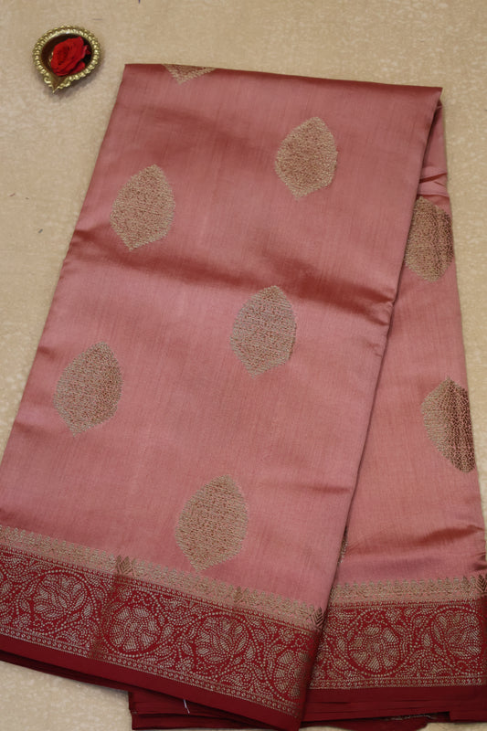 Pure Banarasi Saree Chiniya Silk -Light Maroon