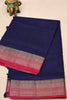 Bamboo Silk Saree- Navy Blue-Maroon thumbnail