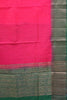 Bamboo Silk Saree- Rani Pink-Green thumbnail