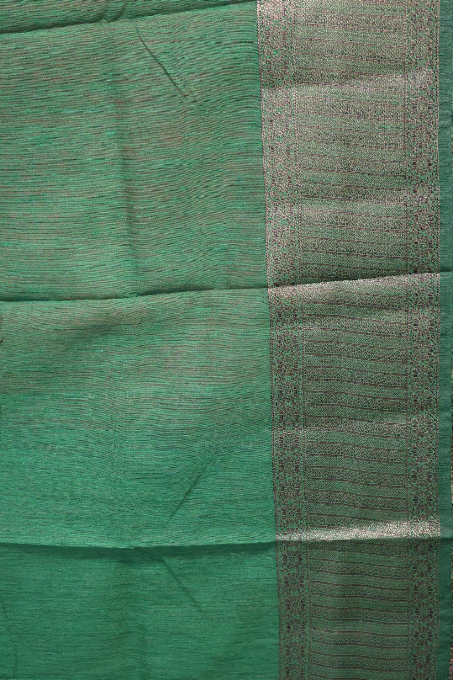 Bamboo Silk Saree- Rani Pink-Green