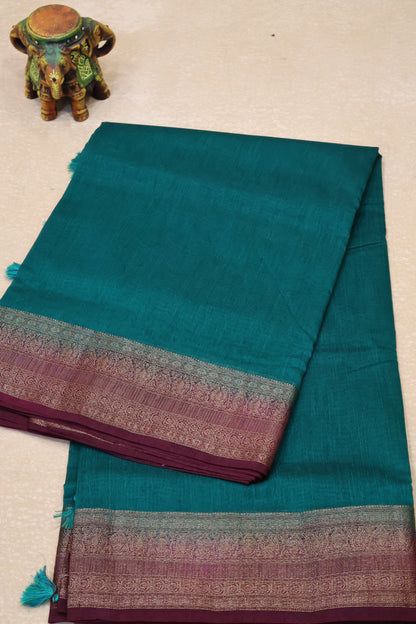 Bamboo Silk Saree- Green-Wine