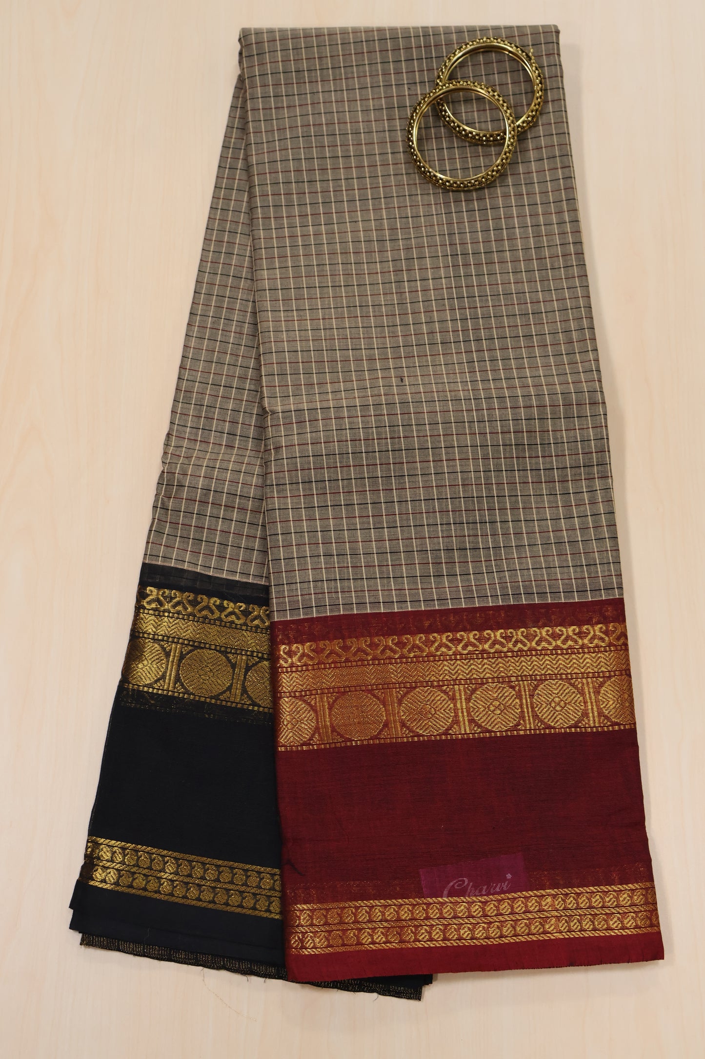 Kanchi Cotton Saree - Greyish Biege