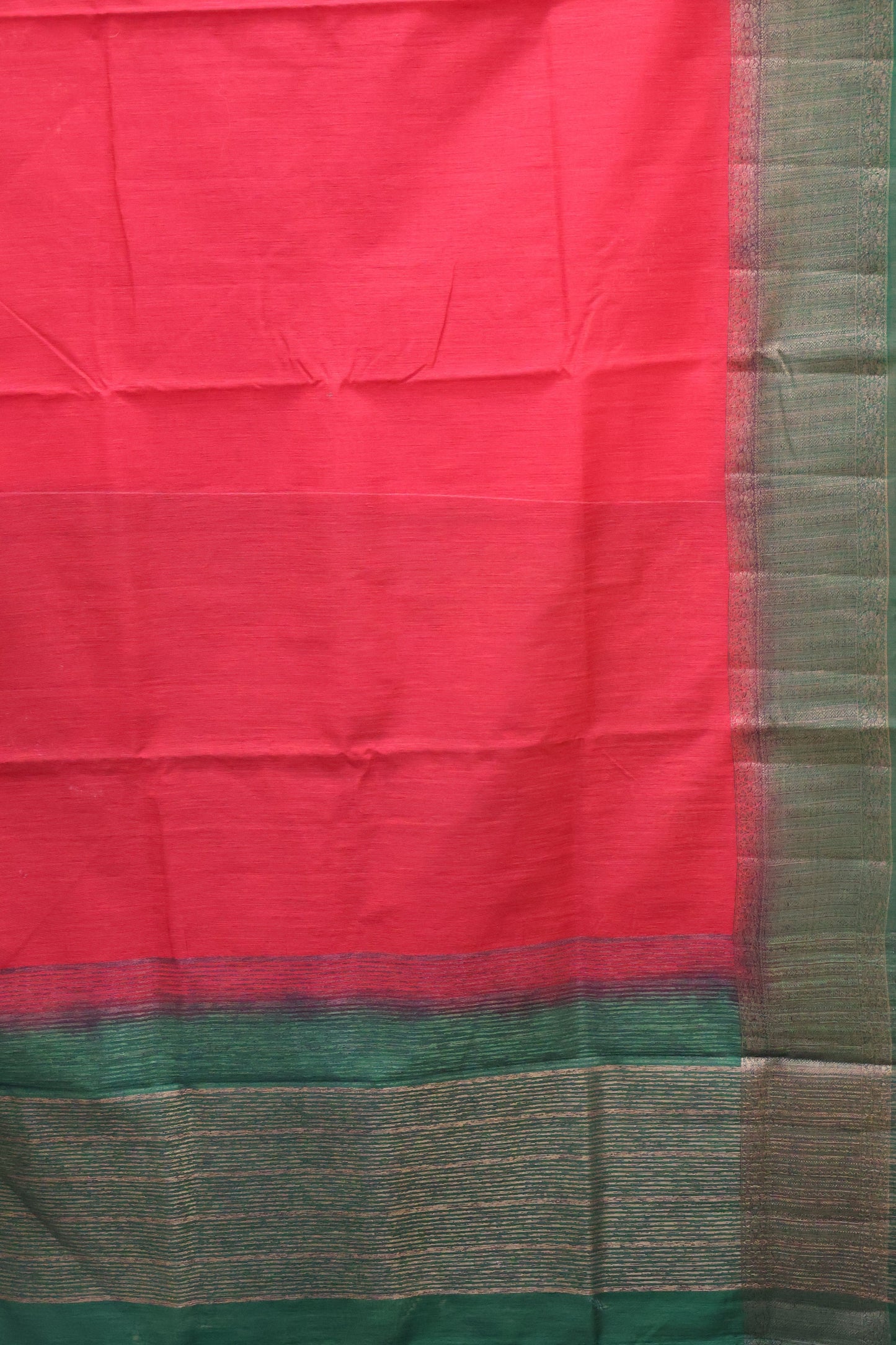 Bamboo Silk Saree-Red-Green