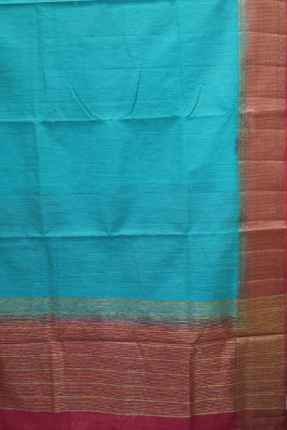 Bamboo Silk Saree-Peack Blue