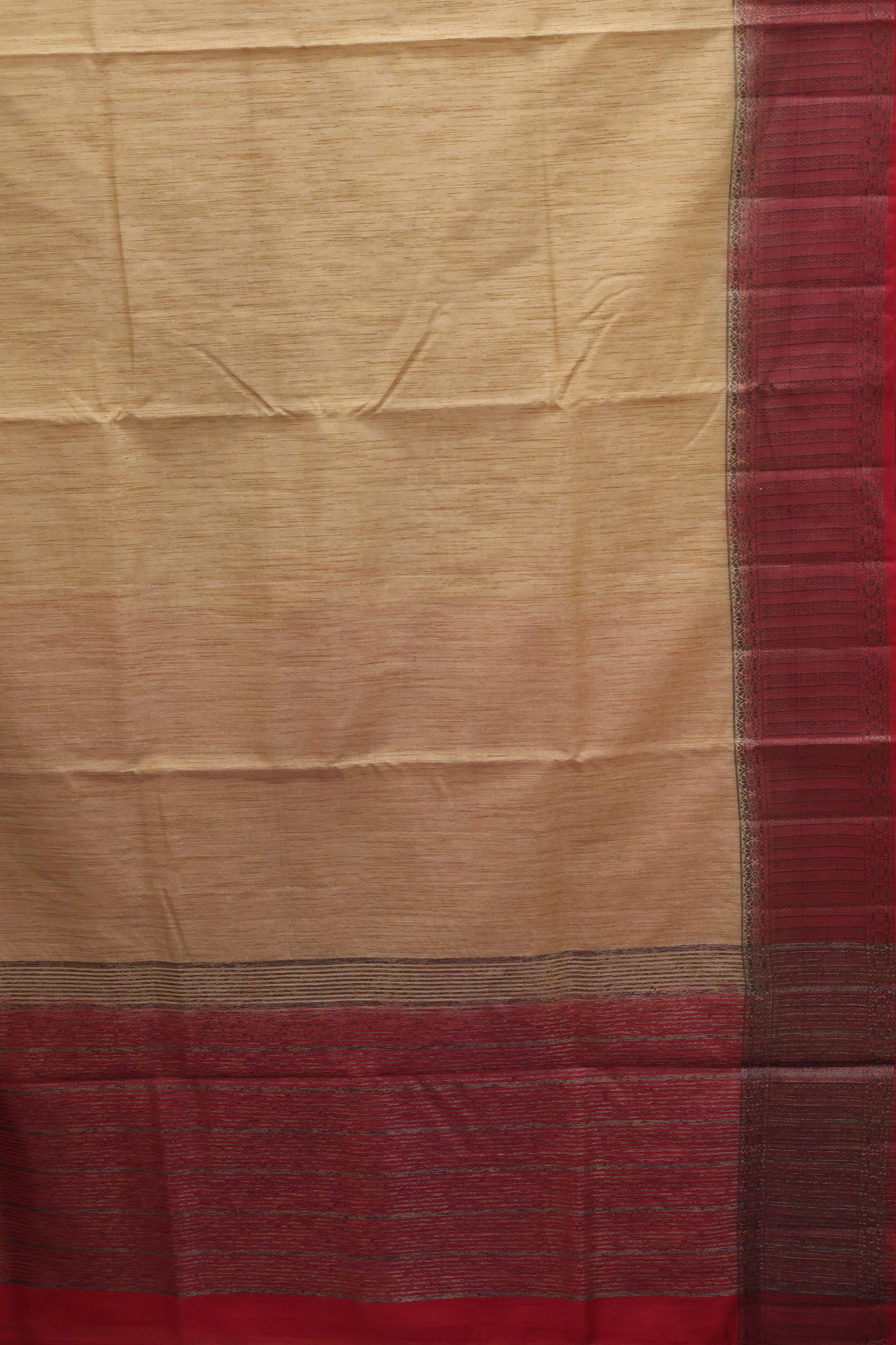 Bamboo Silk Saree-Sandal-Red