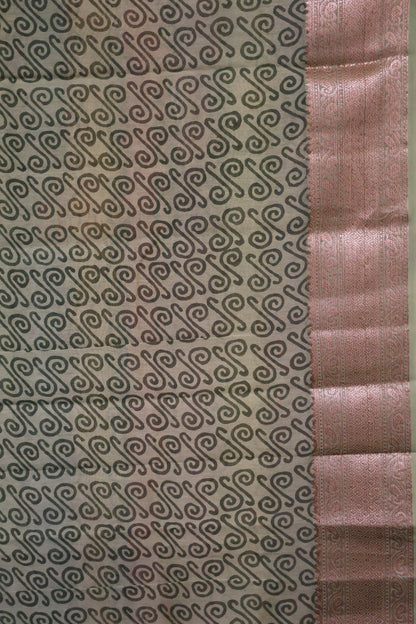 Chanderi Silk Cotton Saree-Navy Blue-Green