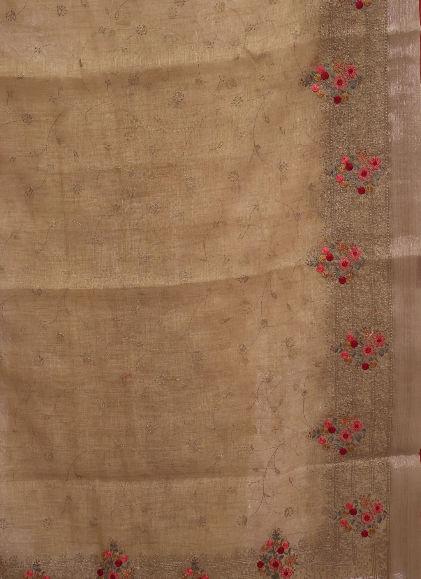 Tissue Linen Saree -Lite Khaki