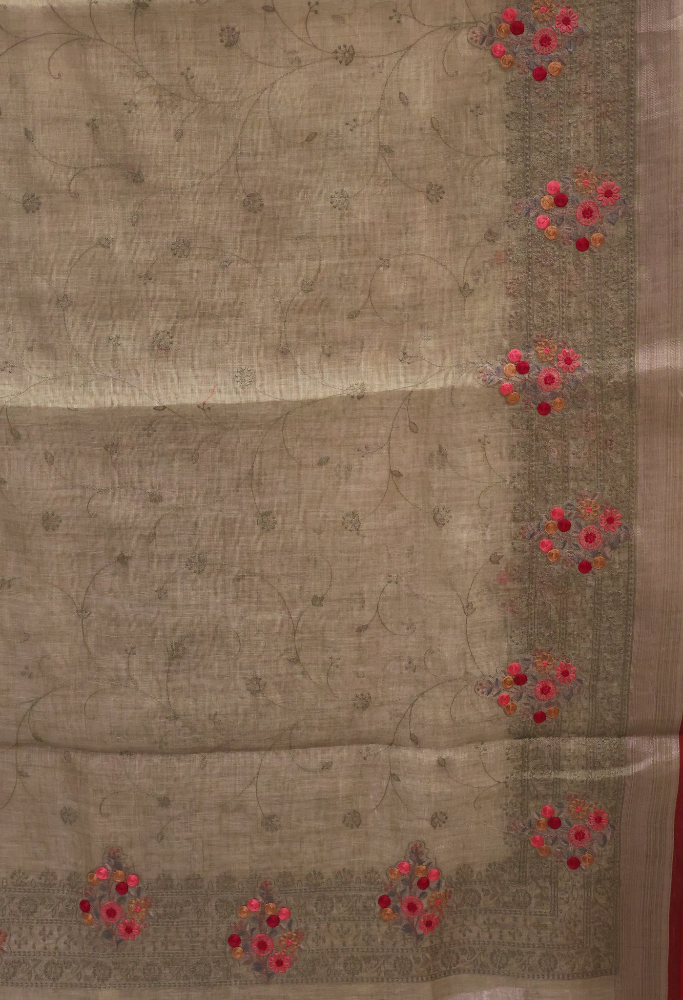 Tissue Linen Saree -Lite Green
