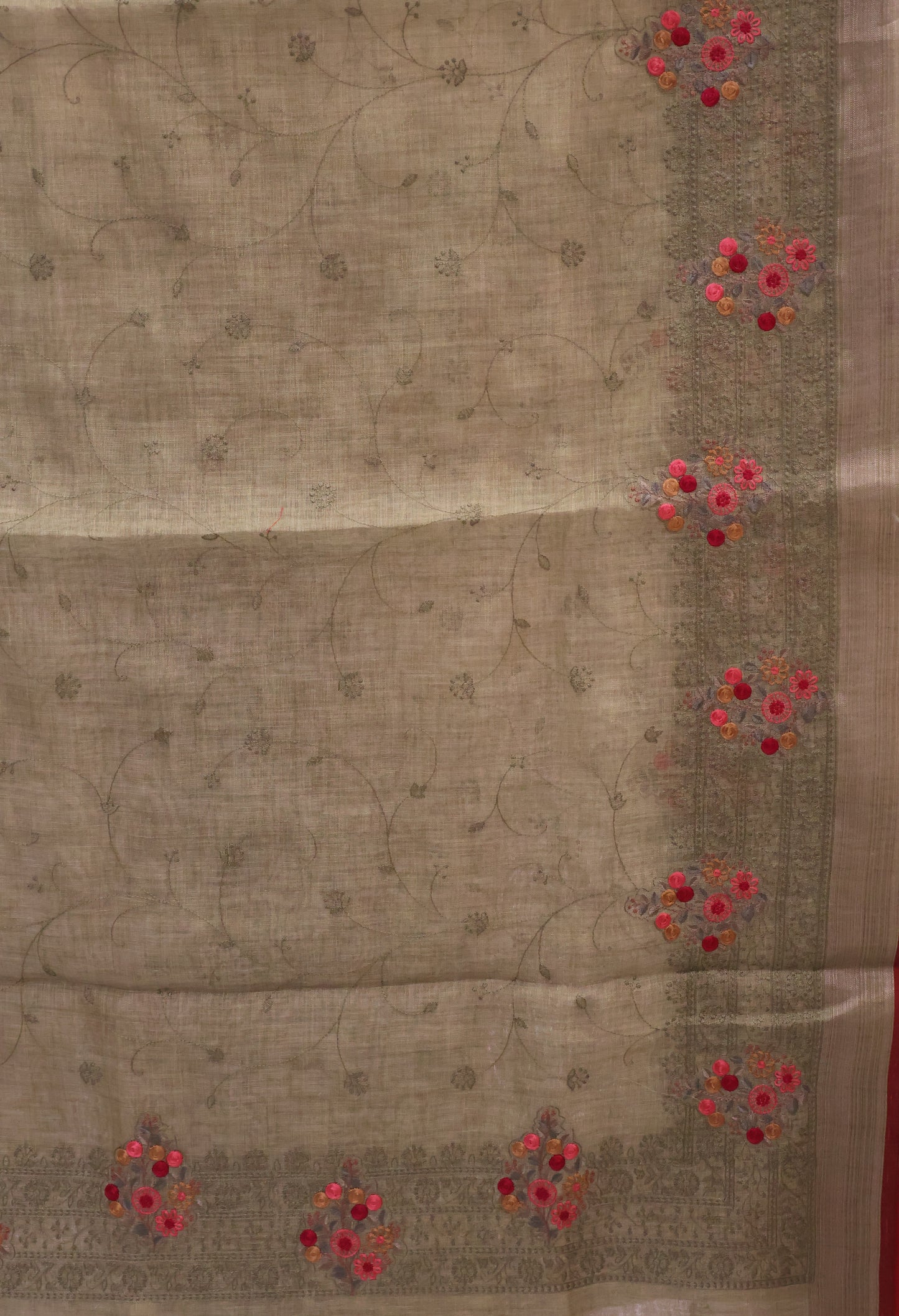 Tissue Linen Saree -Lite Green