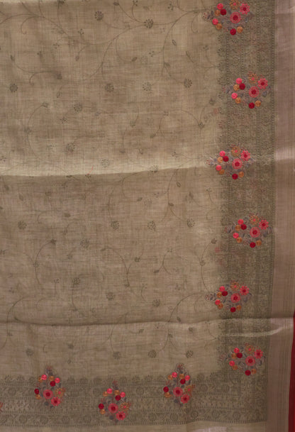 Tissue Linen Saree -Lite Green