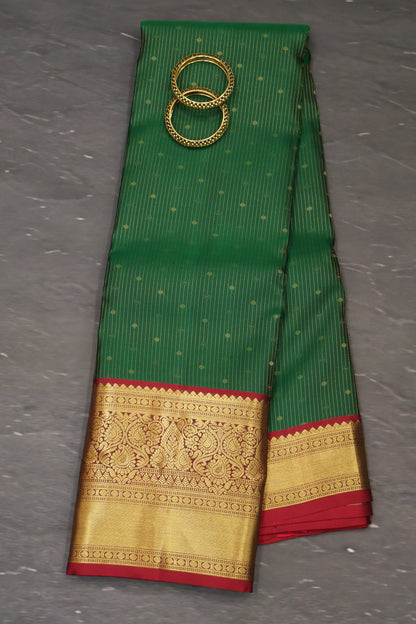 Pure Kanjivaram Silk Saree -Bottle Green